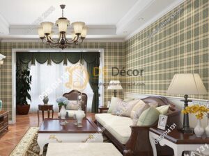 Giấy-dán-tường-sọc-caro-cổ-điển-3d083-dan phong khach