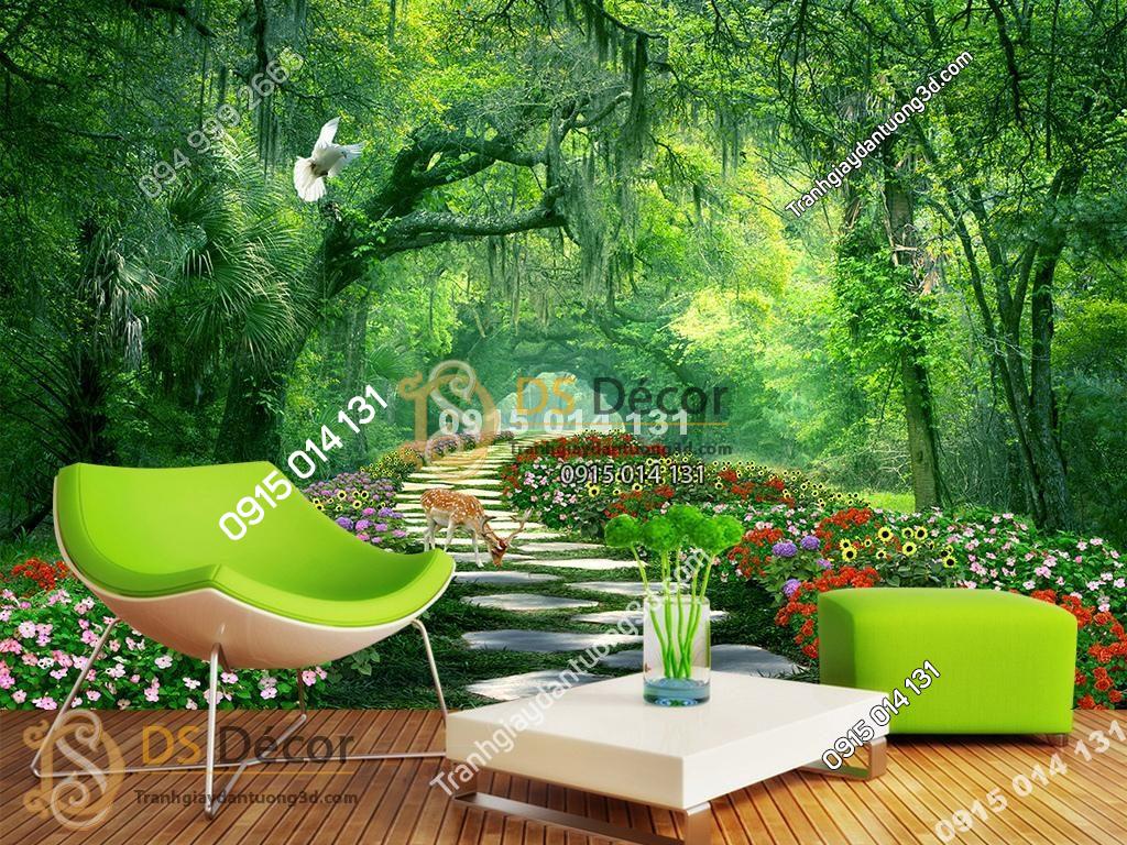 Tranh dán tường phong cảnh con đường rừng cây - 5D004 - Đại Sơn Decor -  Trang Trí Nội Thất Đẹp