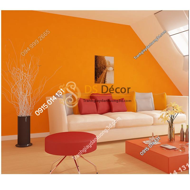 Giấy dán tường một màu da cam 3D104 trang trí phòng khách