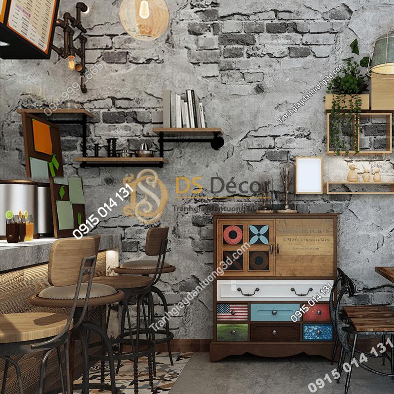Giấy-dán-tường-quán-cafe-tường-gạch-cổ-3D109-màu-xám