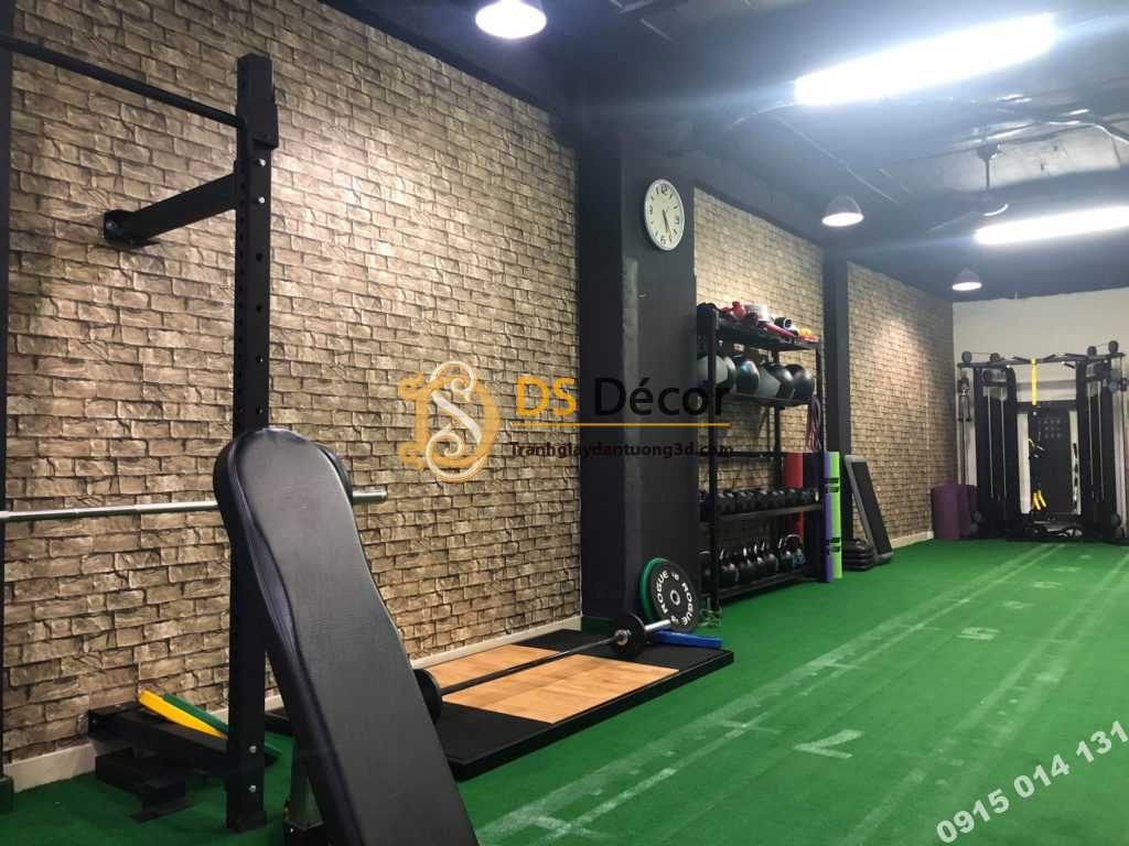 Giấy dán tường phòng gym đá nâu 3D94