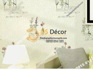 Giấy dán tường vườn hoa màu be và chữ 3D155 dán phòng ngủ
