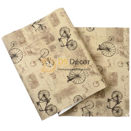 Bề mặt giấy dán tường họa tiết xe đạp 3D172