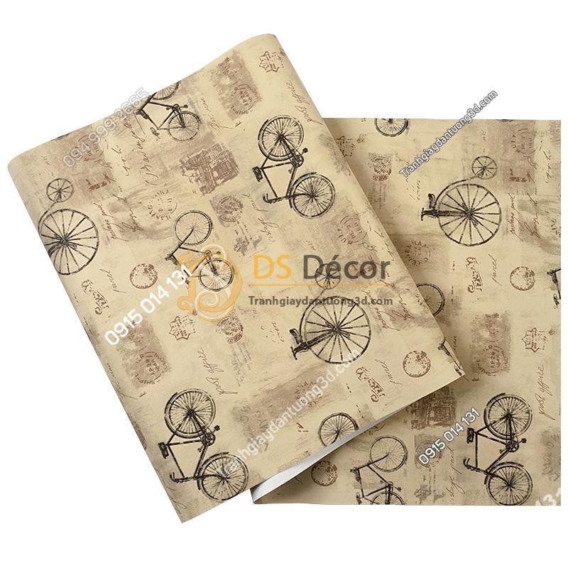 Bề mặt giấy dán tường họa tiết xe đạp 3D172