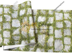Bề mặt giấy dán tường giả đá xen rêu xanh 3d179