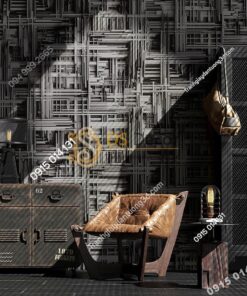 Giấy dán tường thanh sắt đan xen 3D156 màu đen