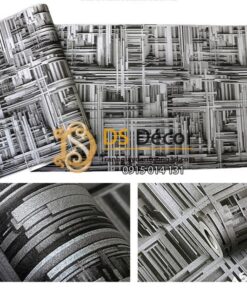Giấy dán tường thanh sắt đan xen 3D156 màu đen bề mặt