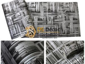 Giấy dán tường thanh sắt đan xen 3D156 màu đen bề mặt