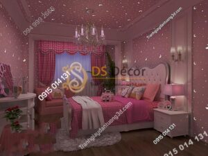 Giấy dán tường dạ quang hồng ban đêm 3D170