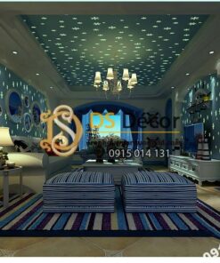 Giấy dán tường dạ quang bông tuyết xanh ban đêm 3D170