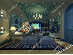 Giấy dán tường dạ quang bông tuyết xanh ban đêm 3D170