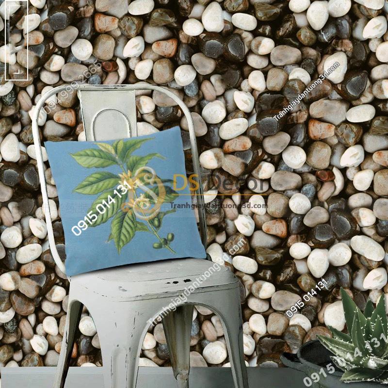 Giấy dán tường giả đá sỏi 3D153 trang trí quán cafe