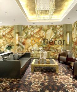 Giấy dán tường giả đá tự nhiên 3D177 trang trí sảnh khách sạn