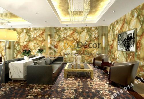 Giấy dán tường giả đá tự nhiên 3D177 trang trí sảnh khách sạn