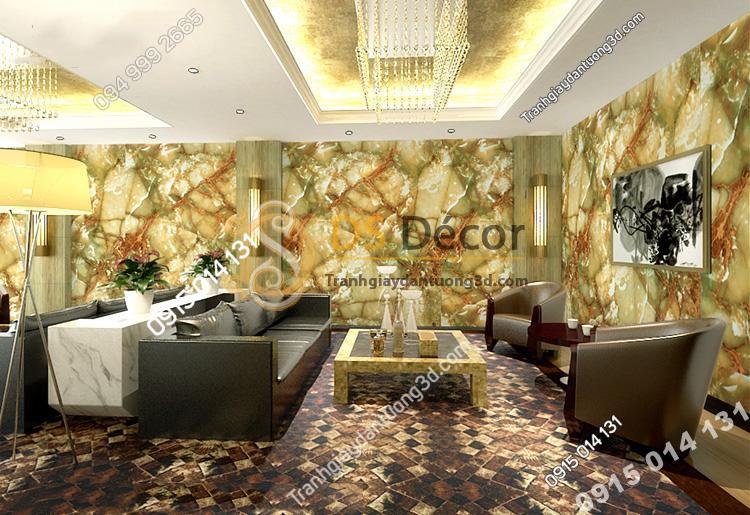 Giấy dán tường giả đá tự nhiên 3D177 trang trí sảnh khách sạn