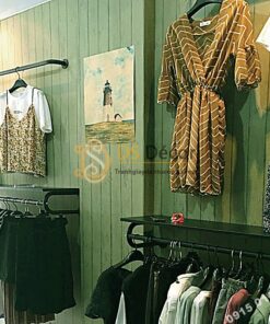Giấy dán tường giả gỗ xanh lúc 3D181 trang trí shop quần áo