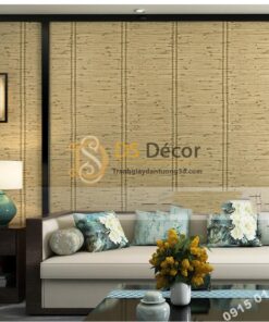 Giấy dán tường giả mành tre xưa 3d162 màu nhạt trang trí phòng khách