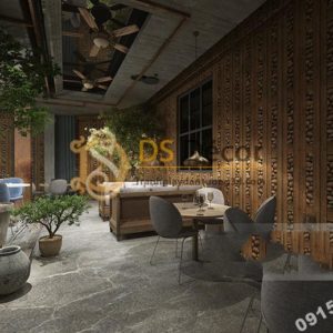 Giấy dán tường gỗ và đá 3D169 trang trí quán cafe