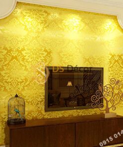 Giấy dán tường hoa cổ điển 3d186 màu vàng