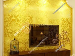 Giấy dán tường hoa cổ điển 3d186 màu vàng