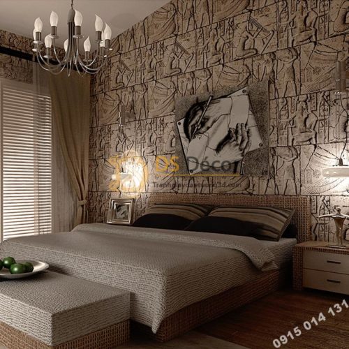Giấy dán tường họa tiết Pharaoh Ai Cập 3D175 phòng ngủ