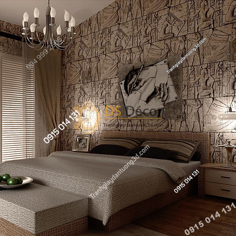 Giấy dán tường họa tiết Pharaoh Ai Cập 3D175 phòng ngủ