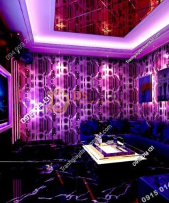 Giấy dán tường họa tiết bong bóng nước màu tím 3D185