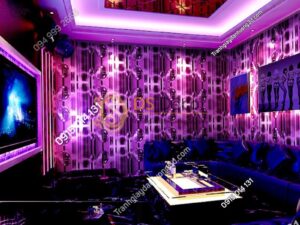 Giấy dán tường họa tiết bong bóng nước màu tím 3D185