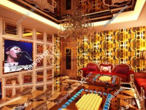 Giấy dán tường họa tiết bong bóng nước màu vàng 3D185