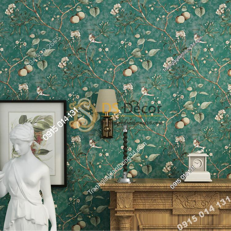 Giay-dan-tuong-hoa-tiet-cay-tao-mau-xanh-dam