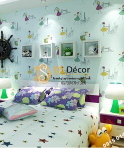 Giay-dan-tuong-hoa-tiet-cong-chua-cho-phong-ngu-tre-em-mau-xanh-3D137
