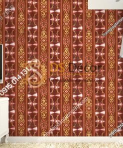 Giấy dán tường kẻ sọc kiểu hoàng gia màu đỏ mận 3D184