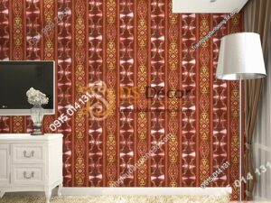 Giấy dán tường kẻ sọc kiểu hoàng gia màu đỏ mận 3D184