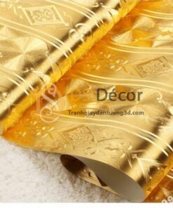 Bề mặt Giấy dán tường kẻ sọc kiểu hoàng gia màu vàng 3D184