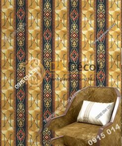 Giấy dán tường kẻ sọc kiểu hoàng gia màu vàng đen 3D184