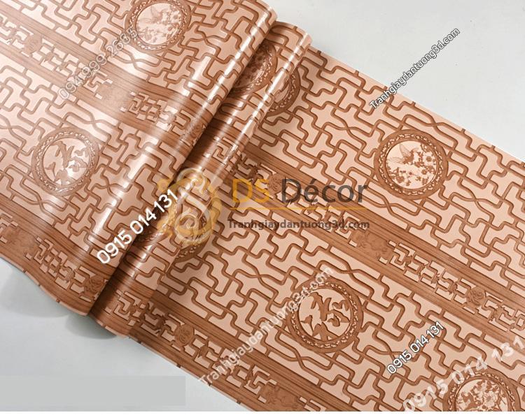 Bề mặt Giấy dán tường khắc gỗ kiểu hoàng cung 3D167 màu nâu