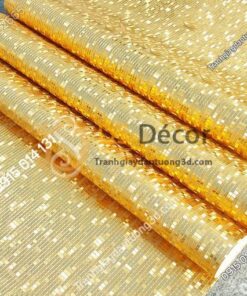 Giấy dán tường khảm vàng bạc màu vàng óng ánh 3D182