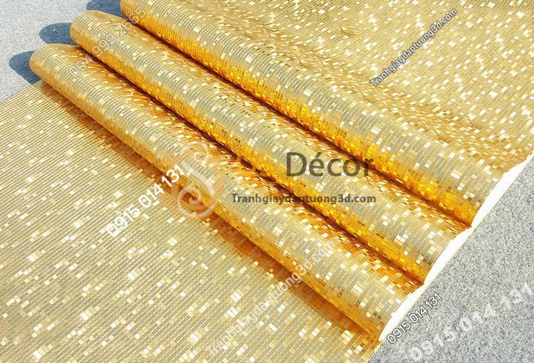 Giấy dán tường khảm vàng bạc màu vàng óng ánh 3D182