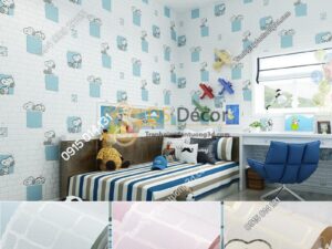 Giay-dan-tuong-phong-tre-em-hoa-tiet-cho-Snoopy-mau-xanh-3d132