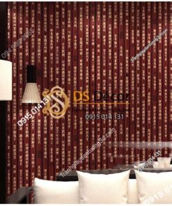 Giấy dán tường thẻ tre 3d187--màu đỏ đậm