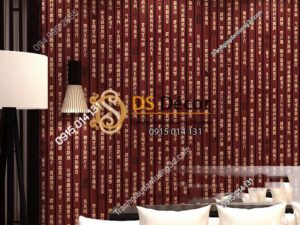 Giấy dán tường thẻ tre 3d187--màu đỏ đậm