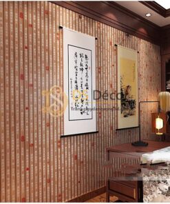 Giấy dán tường thẻ tre 3d187-màu nâu nhạt