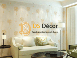 Giấy dán tường hoa bồ công anh lượn sóng 3D135 màu be phòng khách