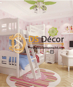 Giấy dán tường hoa bồ công anh lượn sóng 3D135 màu hồng phòng trẻ em