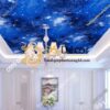 Giấy dán tường trần ngân hà 3D110 màu xanh dương