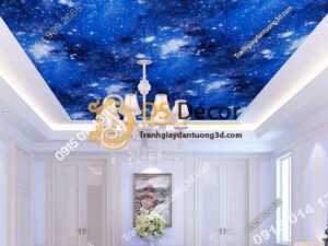 Giấy dán tường trần ngân hà 3D110 màu xanh dương