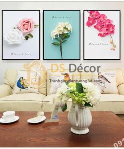 Tranh treo tường 3 bức Hoa TT3D06