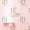 Giấy dán tường vườn hoa màu hồng và chữ 3D155