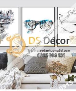 Tranh treo tường 3 bức Kính TT3D06