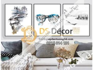 Tranh treo tường 3 bức Kính TT3D06
